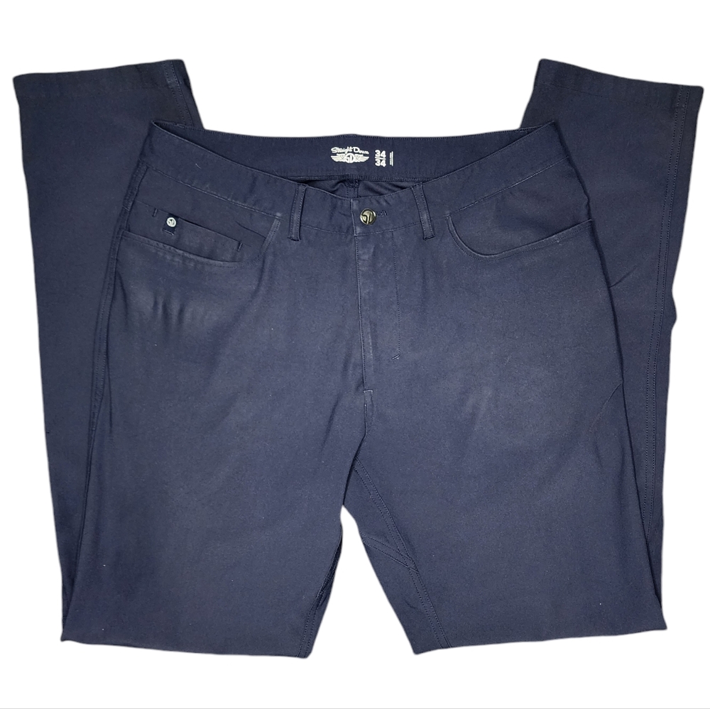 Straight Down Golf Mens 34x34 Blue‎ Flat Front Performance Golf Pants